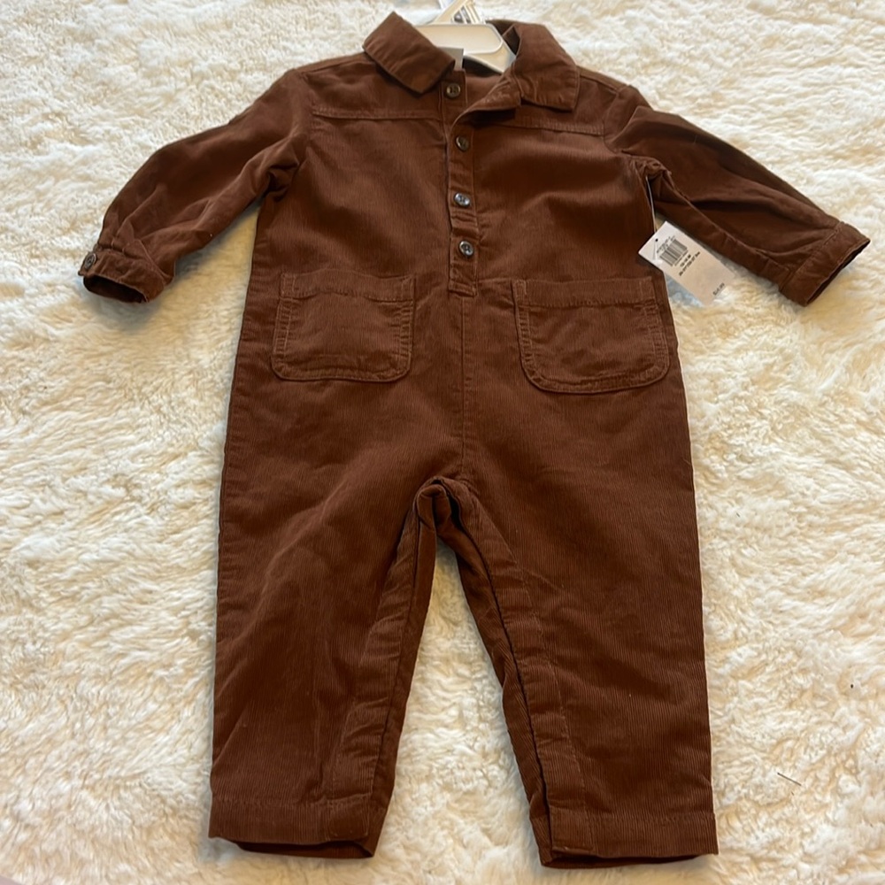 One piece corduroy jumper.